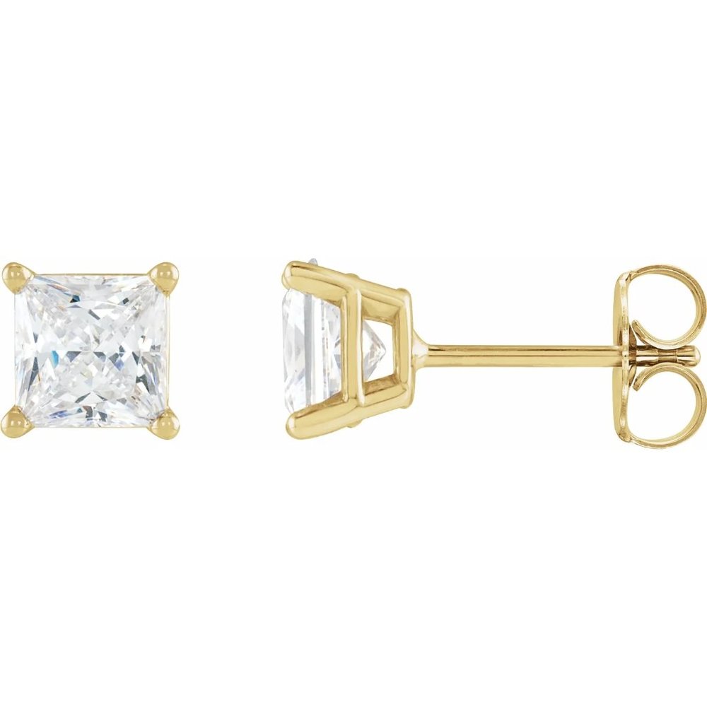 Rolord pair of 18kt yellow gold earrings with 2 round cut 1ct moissanite - Picture 2 of 15